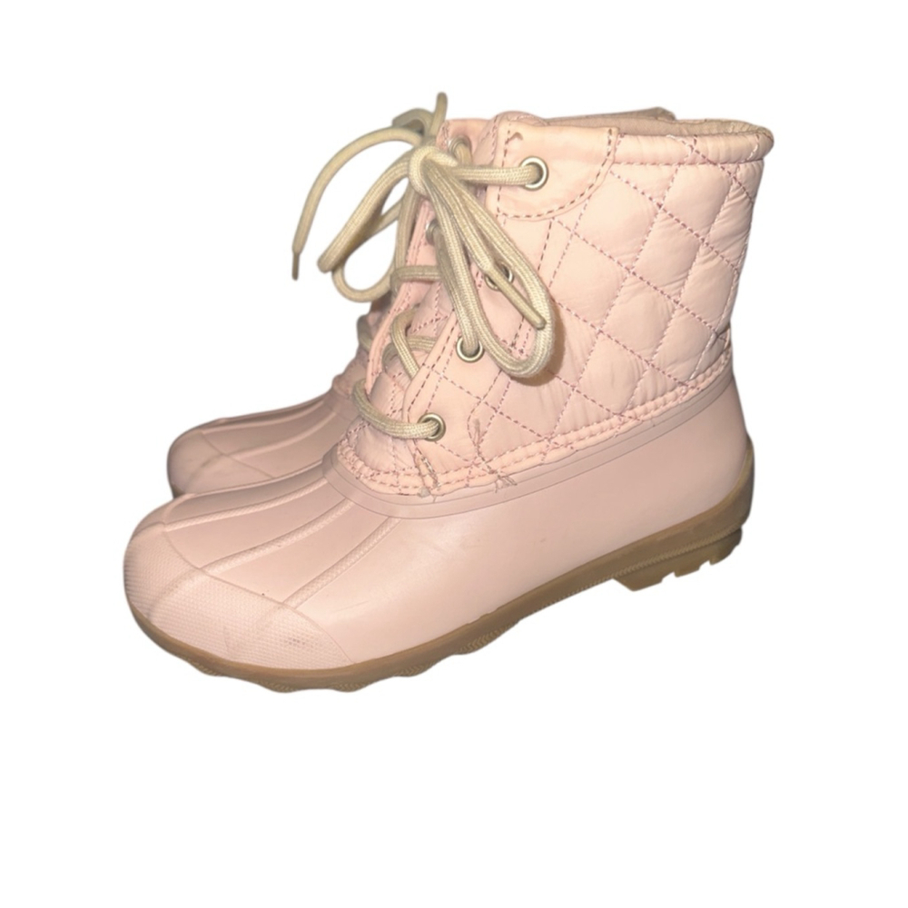 Girls Sperry Pink Quilted Duck Rain Boots 2M(Little Girl)